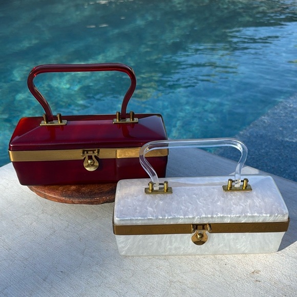 Dorset Rex Pearlized White & Ruby Lucite Bags
